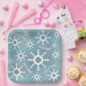 Zuidwest Winter Sneeuwvlokken & Pine Trees Blauw Papieren Bordje (Feest)