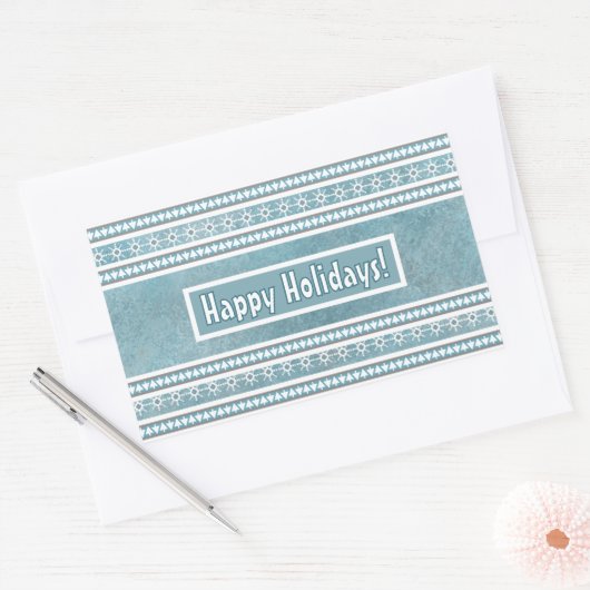 Zuidwest Winter Sneeuwvlokken & Pine Trees Blauw Rechthoekige Sticker (Envelop)