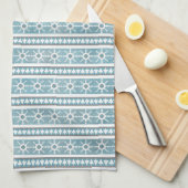 Zuidwest Winter Sneeuwvlokken & Pine Trees Blauw Theedoek (Quarter Fold)