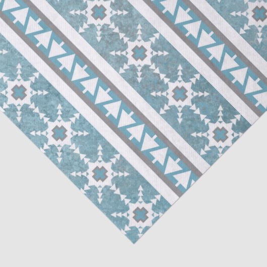 Zuidwest Winter Sneeuwvlokken & Pine Trees Blauw Tissuepapier (Detail)