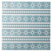 Zuidwest Winter Snowflake Pine Tree Blue Stripes Tegeltje (Voorkant)