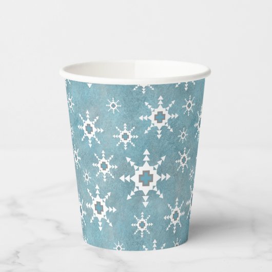Zuidwest Winter Snowflakes Holiday Party Blauw Papieren Bekers (Links)