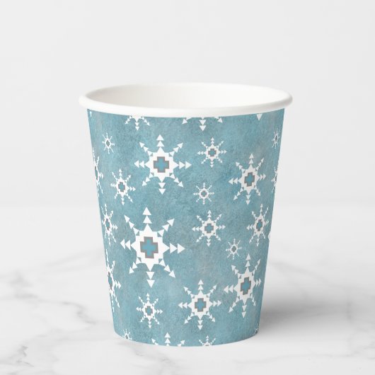 Zuidwest Winter Snowflakes Holiday Party Blauw Papieren Bekers (Voorkant)