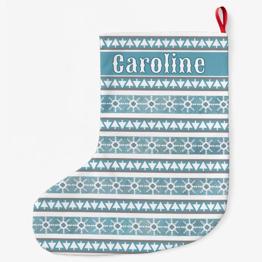 Zuidwest Winter Snowflakes Pines gepersonaliseerd Grote Kerstsok (Achterkant)