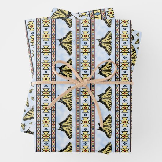 Zuidwest Yellow Swallowtail Butterflies Blue Sky Inpakpapier Vel (In situ)