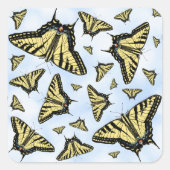 Zuidwest Yellow Swallowtail Butterflies Blue Sky Vierkante Sticker (Voorkant)
