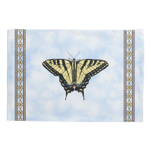 Zuidwest Yellow Swallowtail Butterfly Blue Sky Kussensloop (Achterkant-Links)