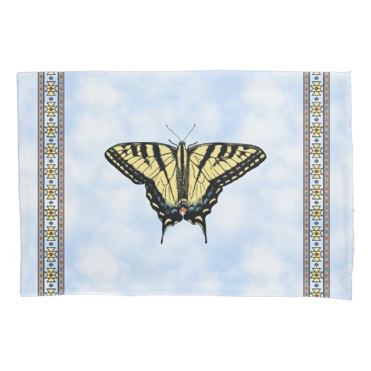 Zuidwest Yellow Swallowtail Butterfly Blue Sky Kussensloop (Voorkant-Links)