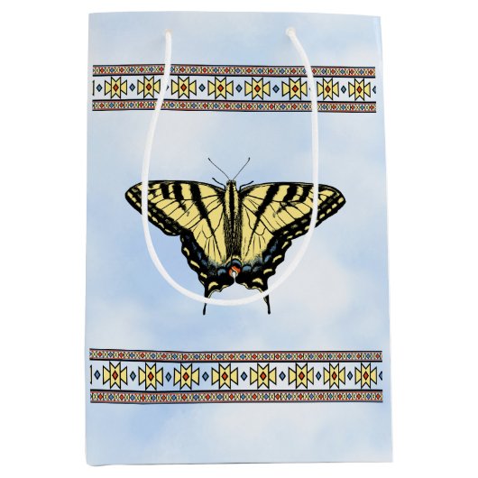 Zuidwest Yellow Swallowtail Butterfly Blue Sky Medium Cadeauzakje (Voorkant)