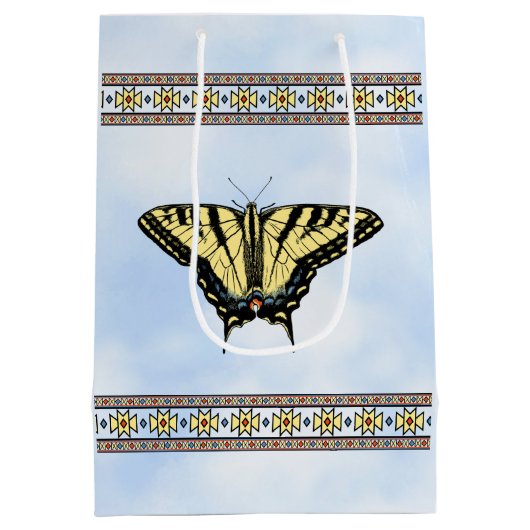 Zuidwest Yellow Swallowtail Butterfly Blue Sky Medium Cadeauzakje (Achterkant)