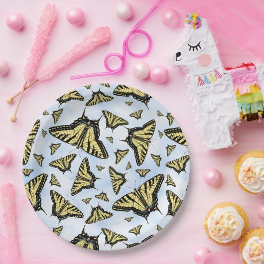 Zuidwest Yellow Swallowtail Butterfly Blue Sky Papieren Bordje (Feest)