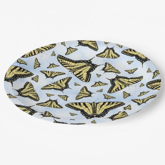 Zuidwest Yellow Swallowtail Butterfly Blue Sky Papieren Bordje (Gekanteld)