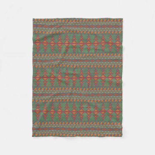 Zuidwestelijk Bijvoetgroen Geometrisch Ontwerp Fleece Deken (Voorkant)