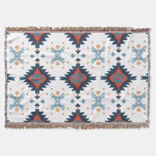 Zuidwestelijk blauw en rood geometrisch patroon deken
