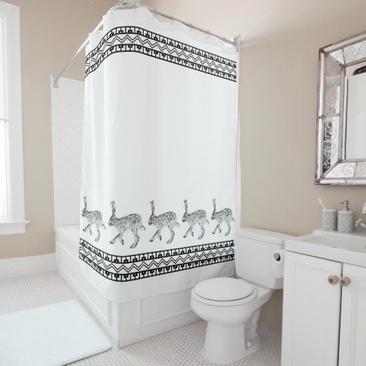 Zuidwestelijk jasje en Geometrische bergen Douchegordijn (In situ)