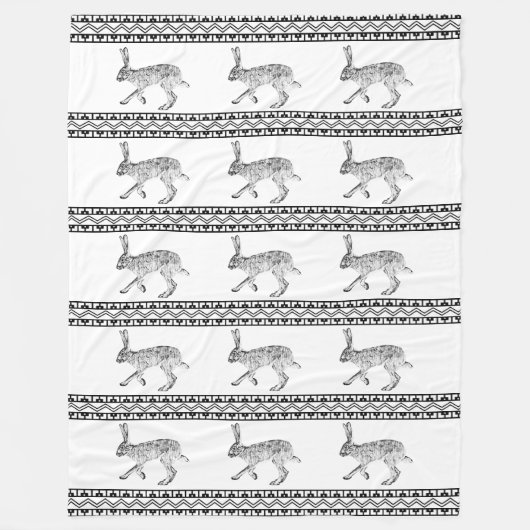 Zuidwestelijk jasje zwart en wit geometrisch fleece deken (Voorkant)