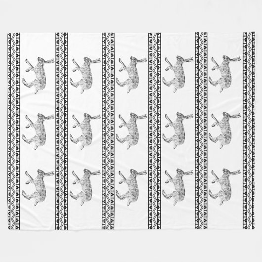 Zuidwestelijk jasje zwart en wit geometrisch fleece deken (Voorkant (Horizontaal))