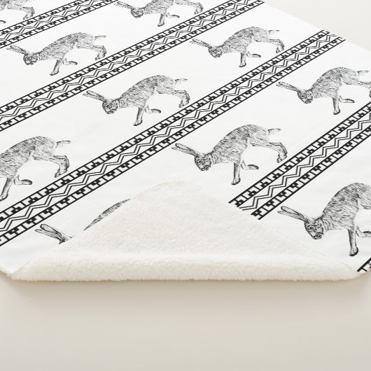 Zuidwestelijk jasje zwart en wit geometrisch sherpa deken (3/4)