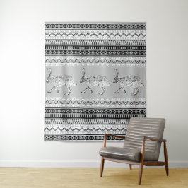 Zuidwestelijk jasje zwart wit grijs geometrisch wandkleed