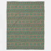 Zuidwestelijk Koper Blauwgroen Geometrisch Patroon Fleece Deken (Voorkant)