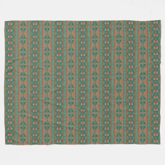 Zuidwestelijk Koper Blauwgroen Geometrisch Patroon Fleece Deken (Voorkant (Horizontaal))