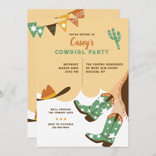 zuidwestelijk meisje verjaardagsfeestje kaart (Voorkant / Achterkant)