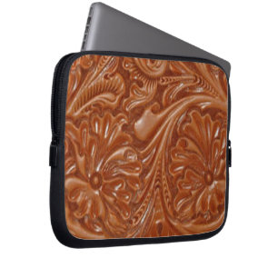 zuidwestelijk patroon western landschapsleer laptop sleeve
