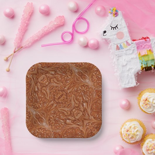 zuidwestelijk patroon western landschapsleer papieren bordje (Feest)