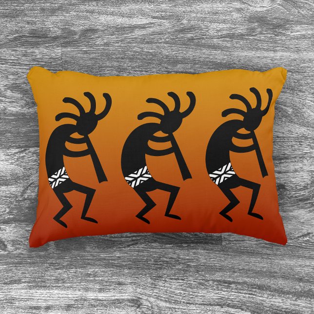 Zuidwestelijk Sinaasappel en zwart dansen Kokopell Decoratief Kussen (Creator heeft geüpload)