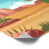 Zuidwestelijk Woestijn Poster – Platte Vector Cact (Hoek)