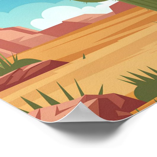 Zuidwestelijk Woestijn Poster – Platte Vector Cact (Hoek)