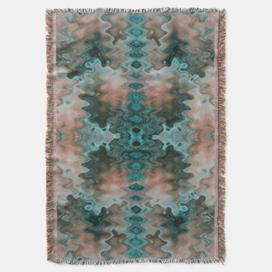 Zuidwestelijke Abstracte golf turquoise zandperzik Deken (Voorkant Verticaal)