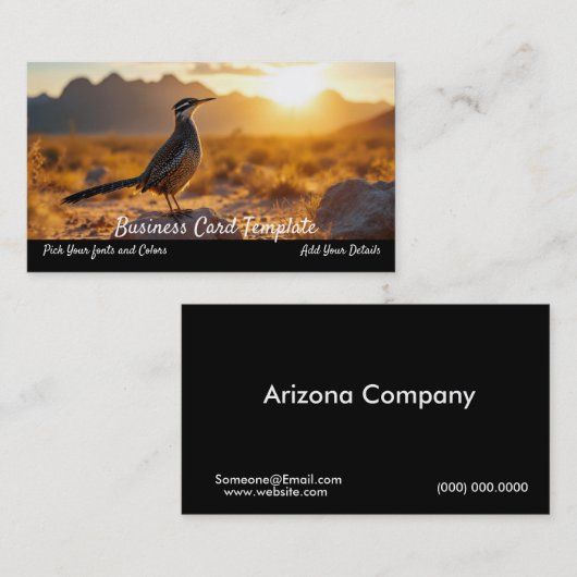 Zuidwestelijke Arizona Sunrise Roadrunner Visitekaartje (Voorkant / Achterkant)
