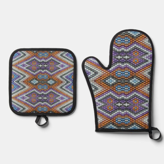 Zuidwestelijke Bead Art Ovenwant & Pannenlap Set (Voorkant)