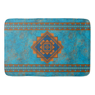 Zuidwestelijke bergtoppen Turquoise geometrisch Badmat