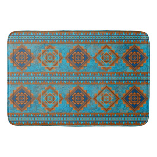 Zuidwestelijke bergtoppen Turquoise geometrisch Badmat (Voorkant)