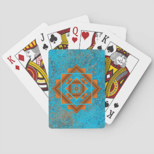 Zuidwestelijke bergtoppen Turquoise geometrisch Pokerkaarten