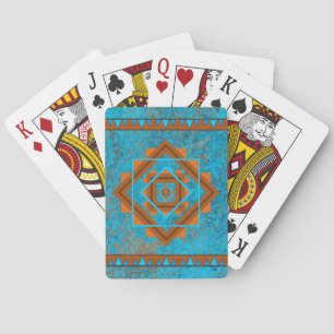 Zuidwestelijke bergtoppen Turquoise geometrisch Pokerkaarten