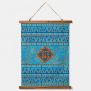 Zuidwestelijke bergtoppen Turquoise geometrische p Hangend Wandkleed