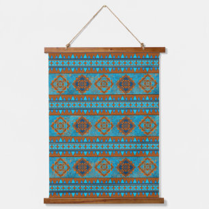 Zuidwestelijke bergtoppen Turquoise geometrische p Hangend Wandkleed