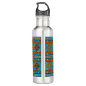 Zuidwestelijke bergtoppen turquoise patroon waterfles (Achterkant)