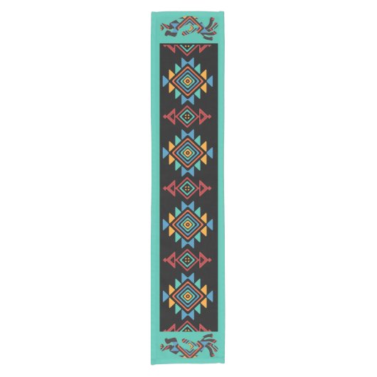 Zuidwestelijke Blauwgroen Zwarte Kokopelli tafelkl Korte Tafelloper (Voorkant)