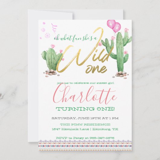 Zuidwestelijke Cactus eerste verjaardag Kaart (Voorkant)