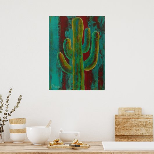 Zuidwestelijke cactus woestijn abstracte muurkunst poster (Keuken)