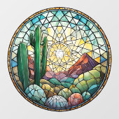 Zuidwestelijke Cactus woestijn wandklok Raamsticker (Vel)