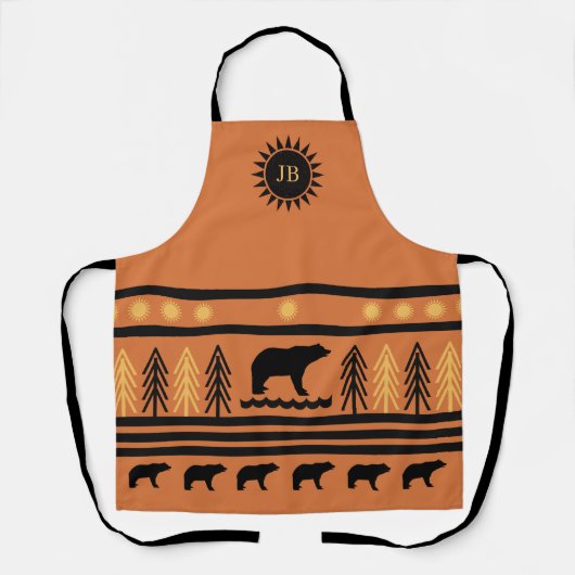 Zuidwestelijke Canyon Clay Navajo Zwart Beer Schor Schort (Voorkant)