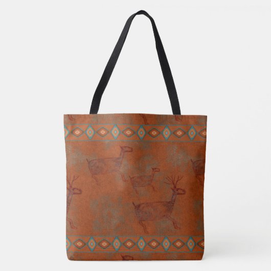 Zuidwestelijke Canyons Elk Petroglyph Tote Bag (Voorkant)