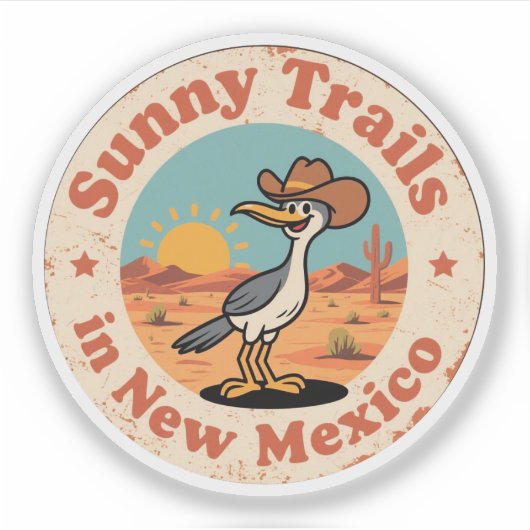 Zuidwestelijke Charm_ New Mexico Roadrunner Vintag Sticker (Voorkant)