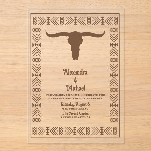 Zuidwestelijke Country Ranch Westerne bruiloft Acryl Uitnodigingen
