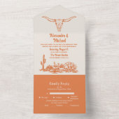 Zuidwestelijke Country Ranch Westerne bruiloft All In One Uitnodiging (Binnen)